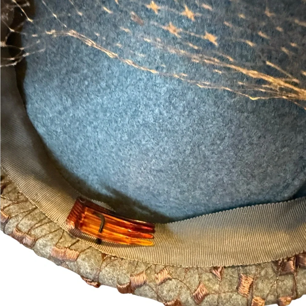 Riley 1940’s Vintage Gray Hat with Fascinator and Netting Veil